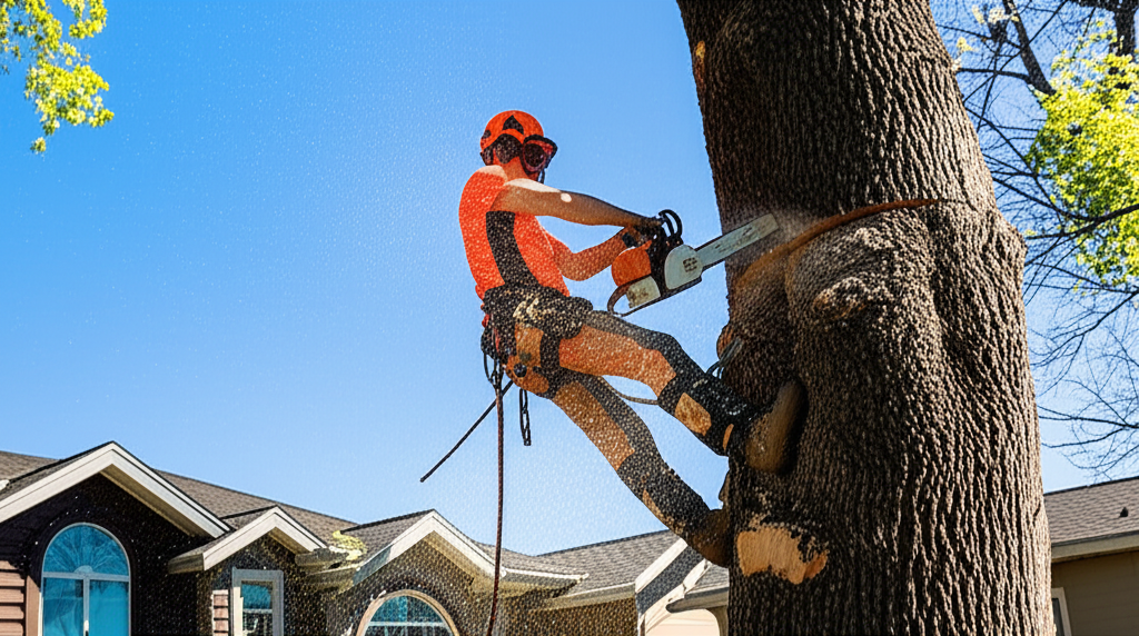 Certified arborist removing a tree in Post Falls, Idaho